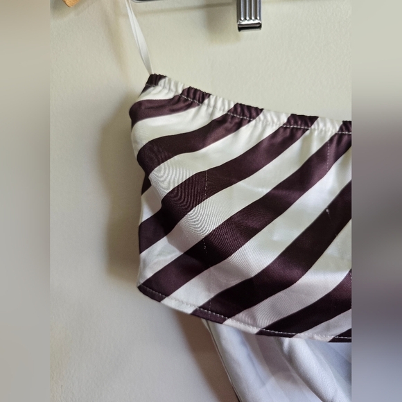 4th & Reckless (sold at ASOS), Bandeau Satin Scarf Top, Cream/Brown, Size Small - Picture 11 of 11